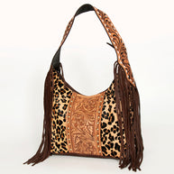 Leopard and Embossed Leather Hobo Purse