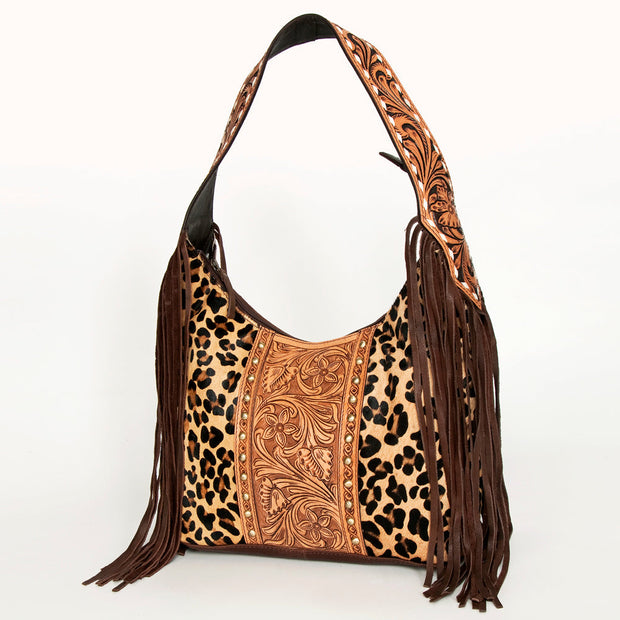 Leopard and Embossed Leather Hobo Purse