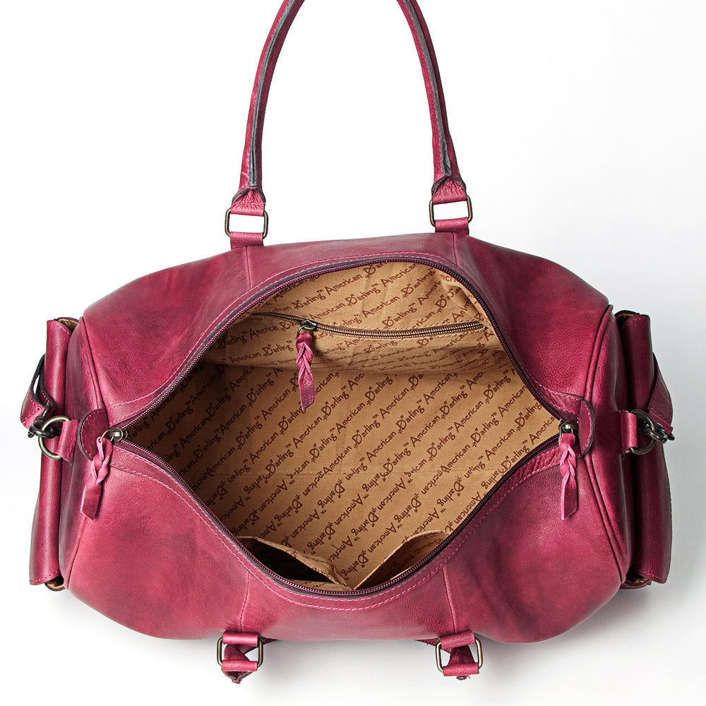 Pink Leather Duffel Bag