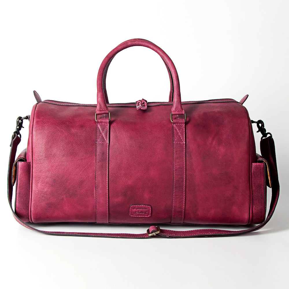 Pink Leather Duffel Bag