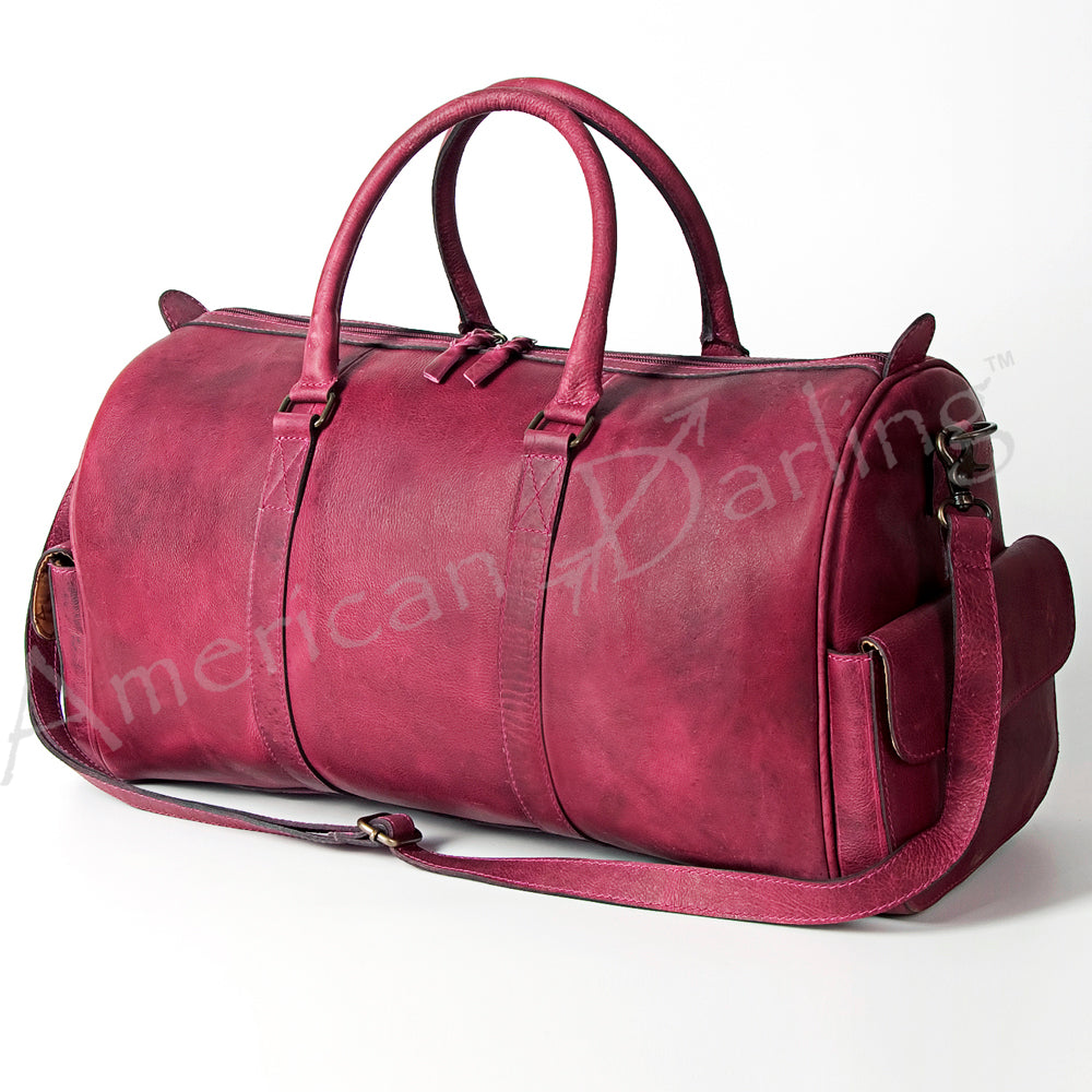 Pink Leather Duffel Bag