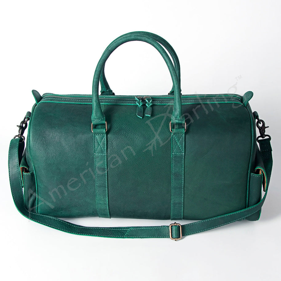 Green Leather Western Duffel