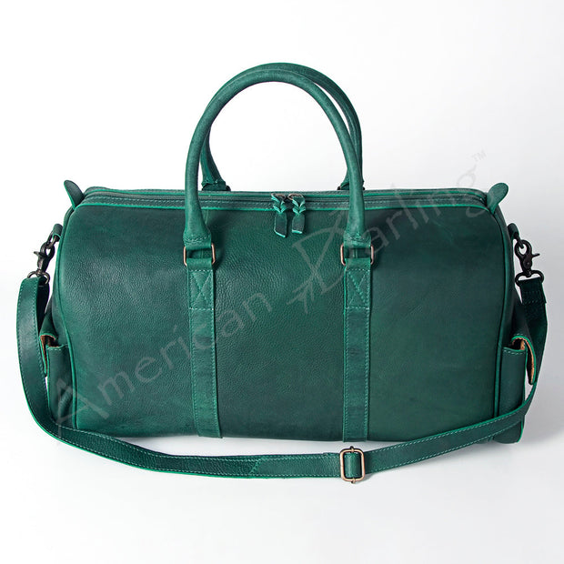 Green Leather Western Duffel