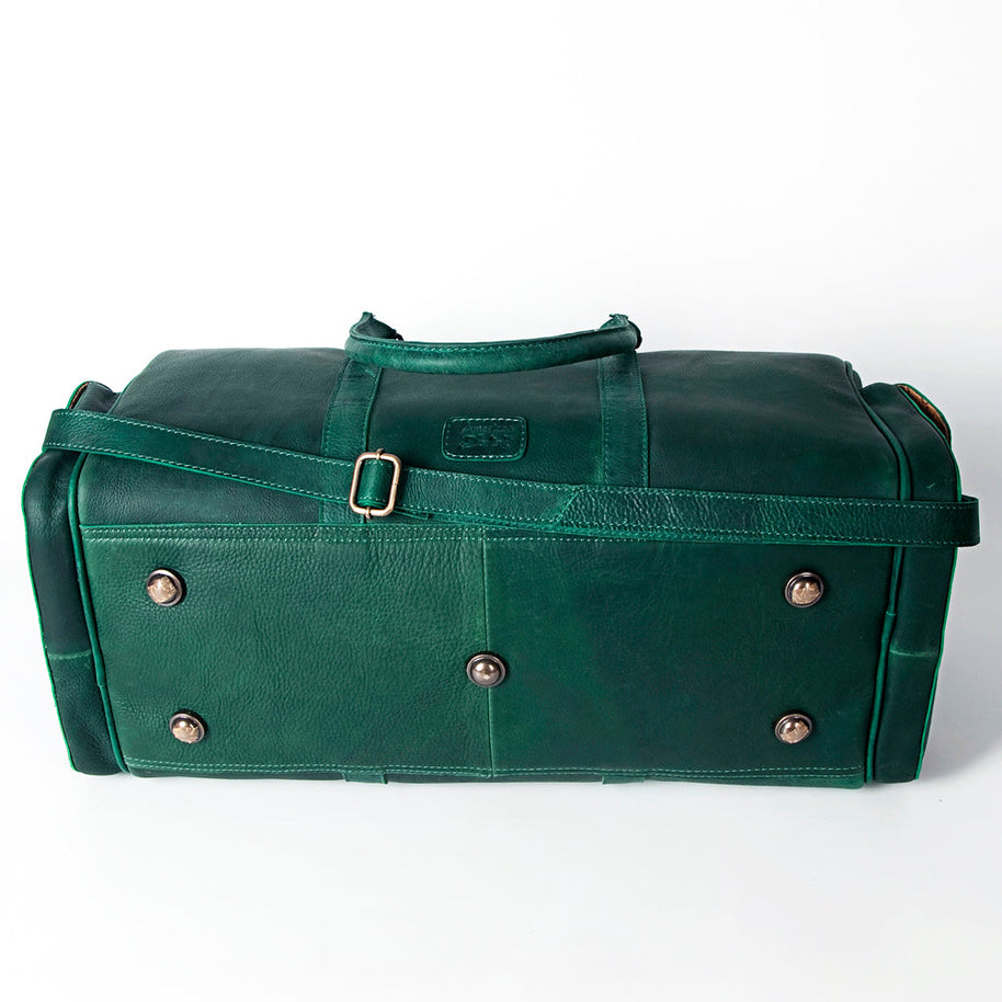 Green Leather Western Duffel