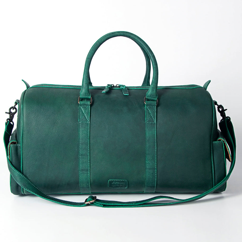 Green Leather Western Duffel