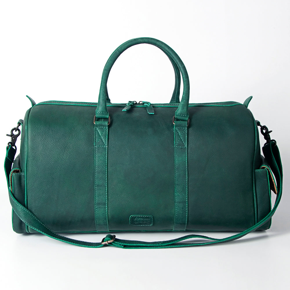Green Leather Western Duffel