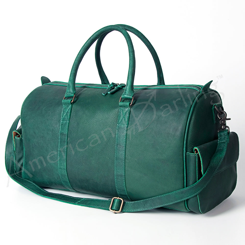 Green Leather Western Duffel