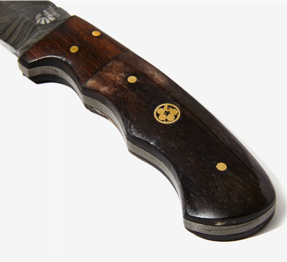 Damascus Skinning gut hook, Hunting Knife by Titan TD-1 7 6