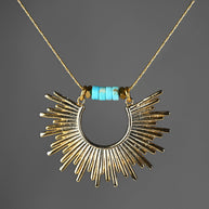 Golden Sun w/ Semi Precious Heishi Beads Necklace