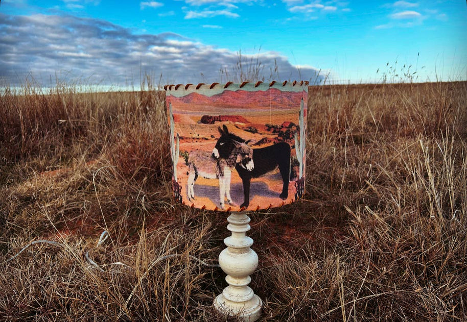 Lampshade Two Burros, 14 inch