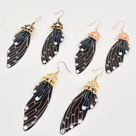 Black Cicada Rhinestone Wings Earrings