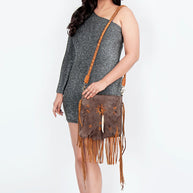 Natural Leather Crossbody with Bone Clasp