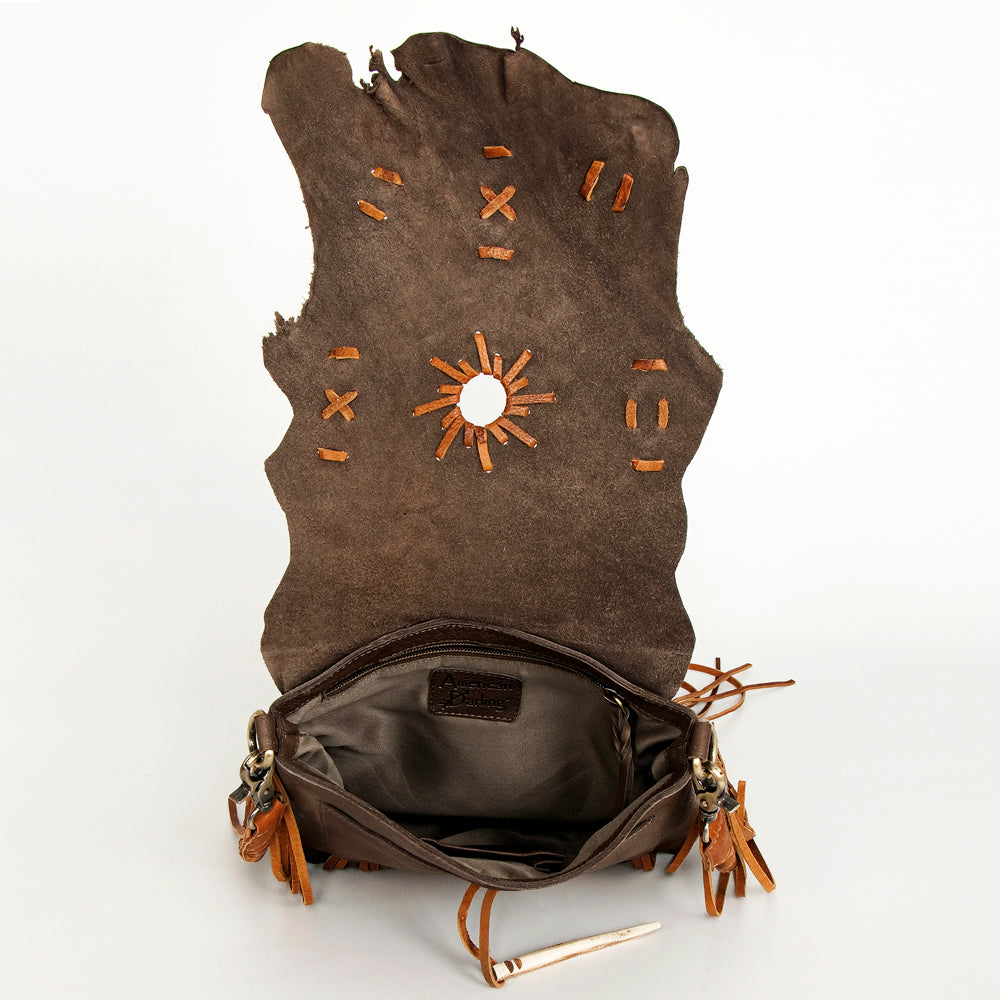 Natural Leather Crossbody with Bone Clasp