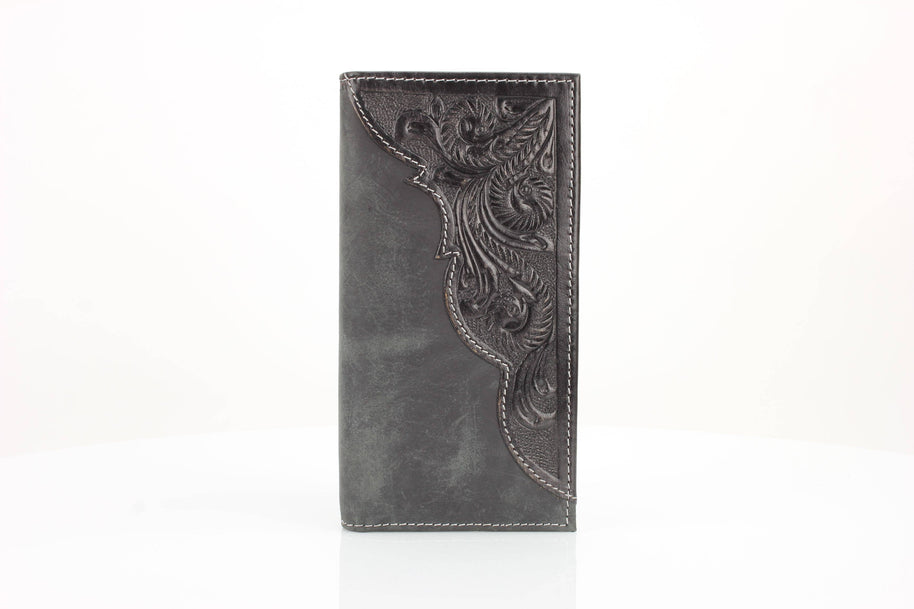 Oil Pull Up Tooled Leather Accent Rodeo Wallet