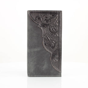 Oil Pull Up Tooled Leather Accent Rodeo Wallet