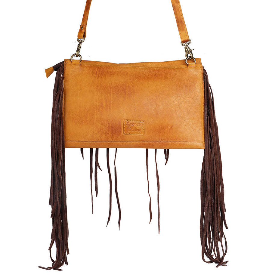 Natural Leather Crossbody with Fringe