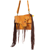 Natural Leather Crossbody with Fringe