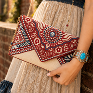 Tied & True Red and Blue Beaded Bandana Inspired Crossbody