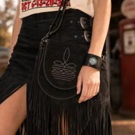Suede Western Fringe Messenger Bag