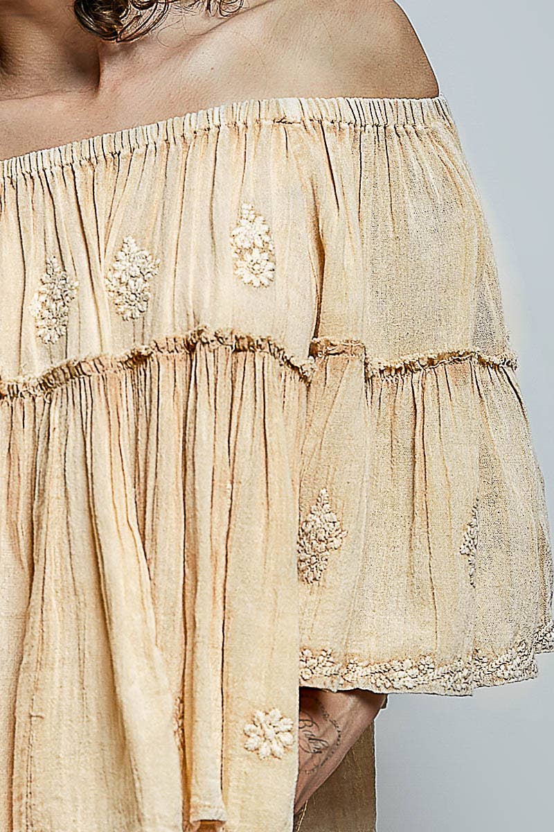 Off Shoulder Bell Sleeve Blouse
