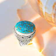 Blue Copper Turquoise Solitaire Ring