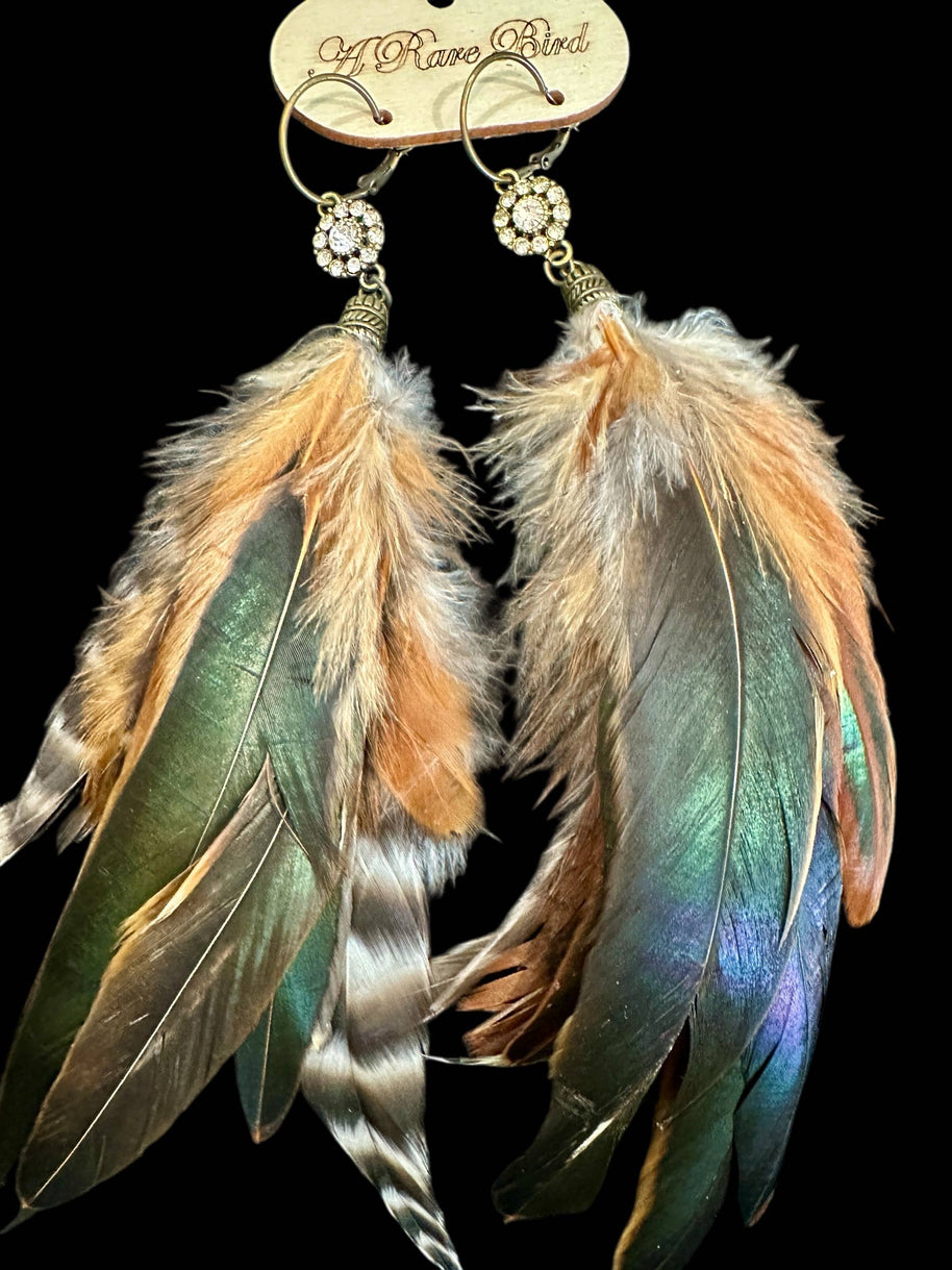 Rhinestone Feather Earrings