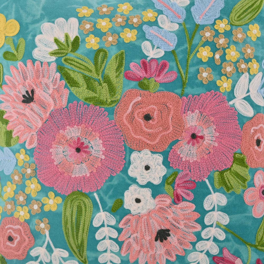 Spring Turquoise Camouflage Velvet Pillow 18X18