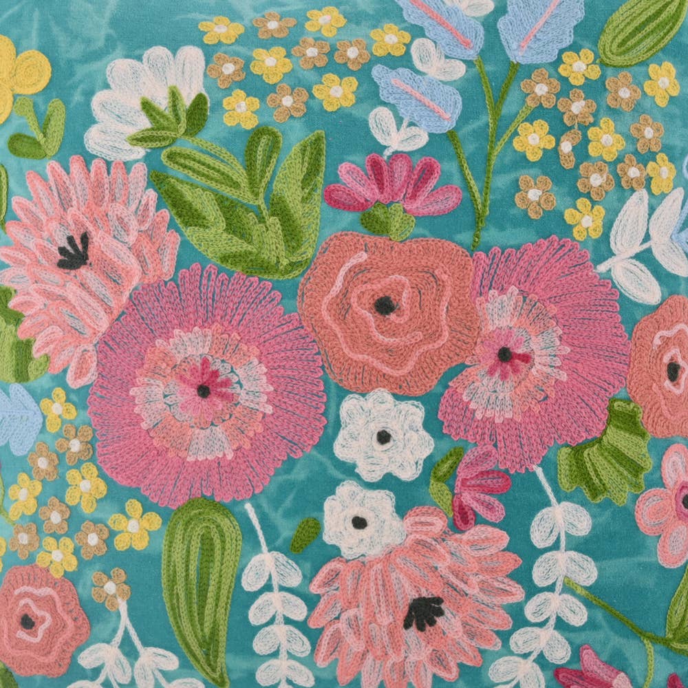 Spring Turquoise Camouflage Velvet Pillow 18X18