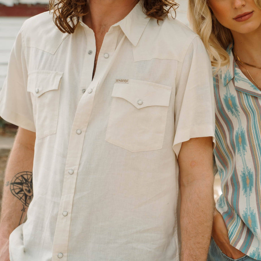 Sendero Wyatt Pearl Snap Shirt, White