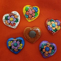 Hand-painted Ceramic heart magnets assorted