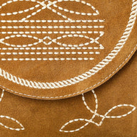 Western Flap Crossbody Bag with White Rope & Floral Stitch