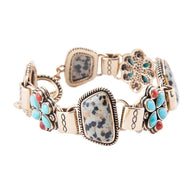Legacy Blue Turquoise and Dalmatian Jasper Golden Bracelet