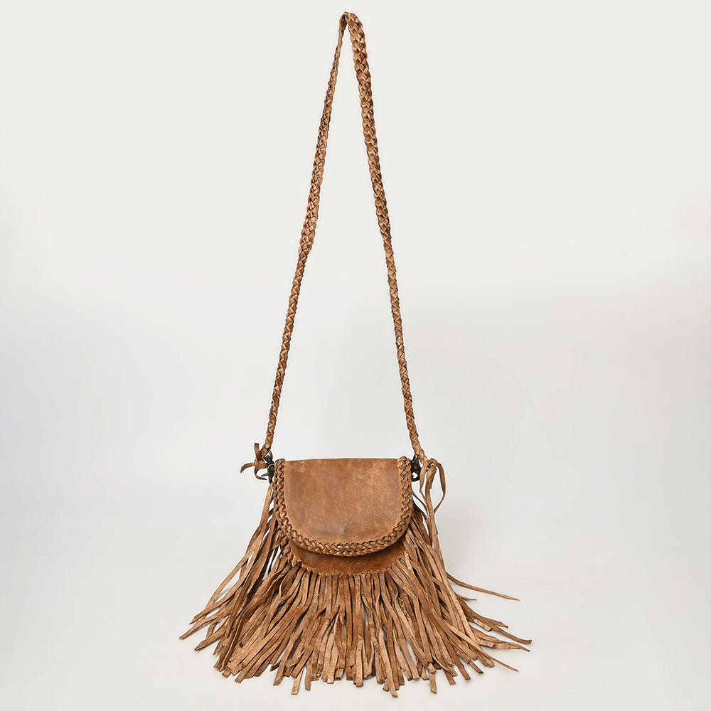 Braided and Fringed Leather Crossbody
