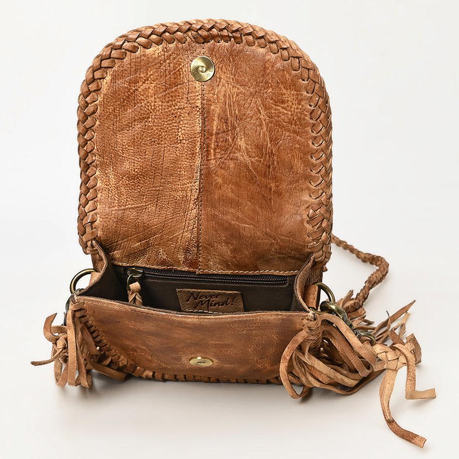 Braided and Fringed Leather Crossbody