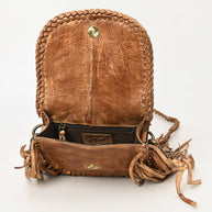 Braided and Fringed Leather Crossbody