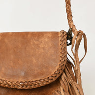 Braided and Fringed Leather Crossbody