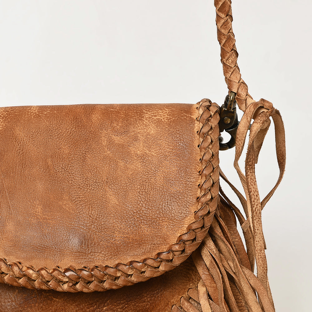Braided and Fringed Leather Crossbody