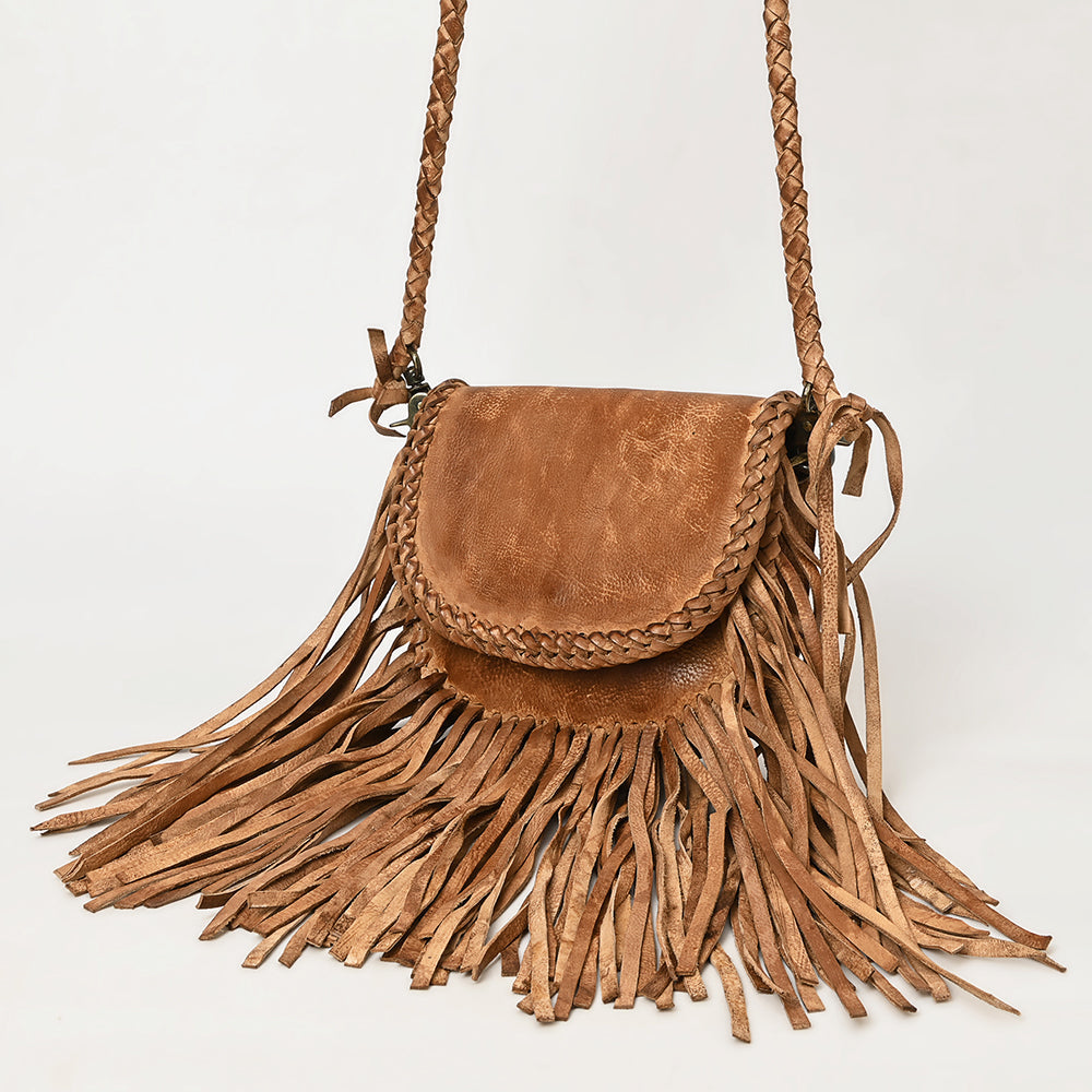 Braided and Fringed Leather Crossbody
