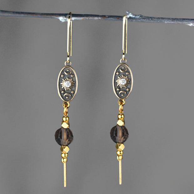 Vintage Cast Sun & Moon w/Semi Precious Stick Option Earring
