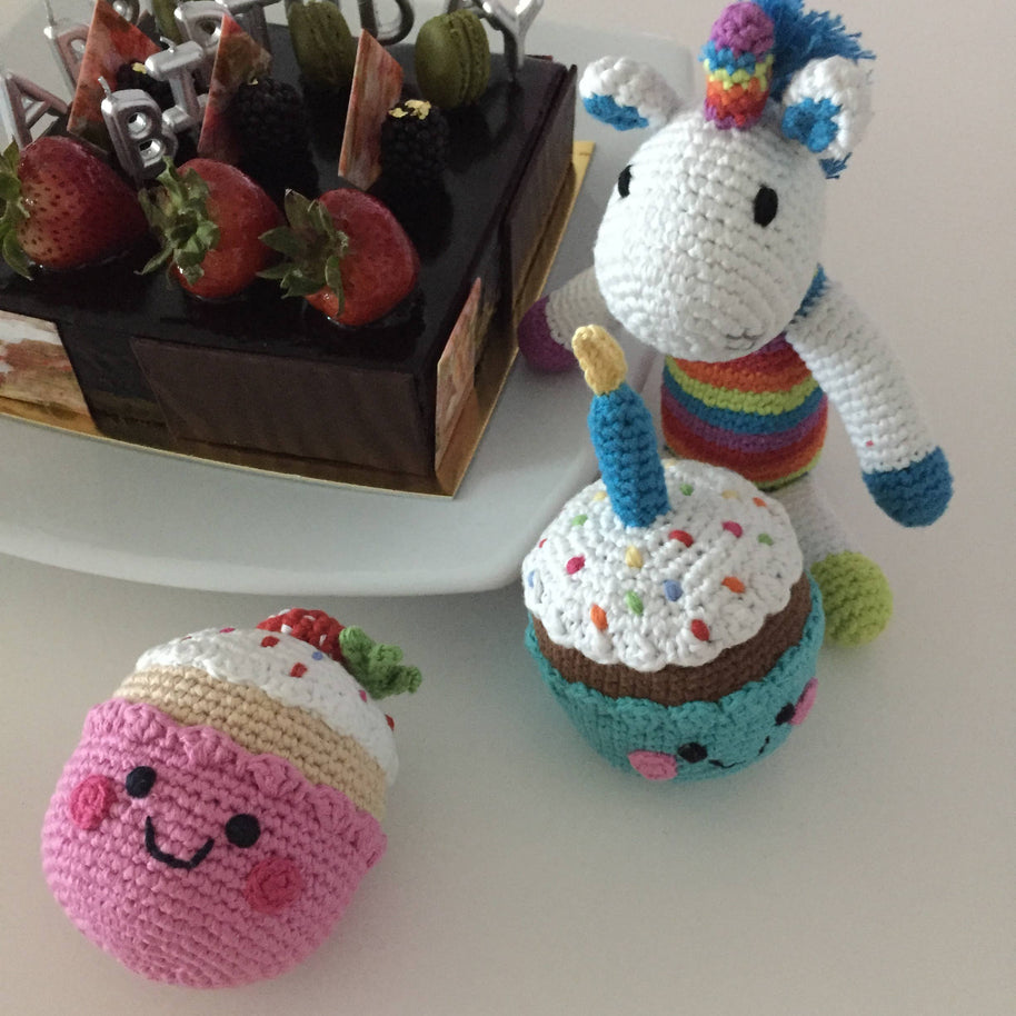 Handmade Crochet Rainbow Unicorn Rattle