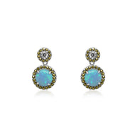 Sterling Silver Opal & CZ Marcasite Earrings