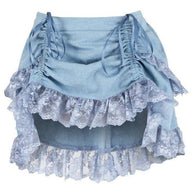 Light Blue Denim Ruched Bustle Skirt w/Lace