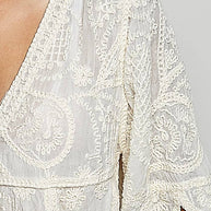 V-neck Solid Crochet Top