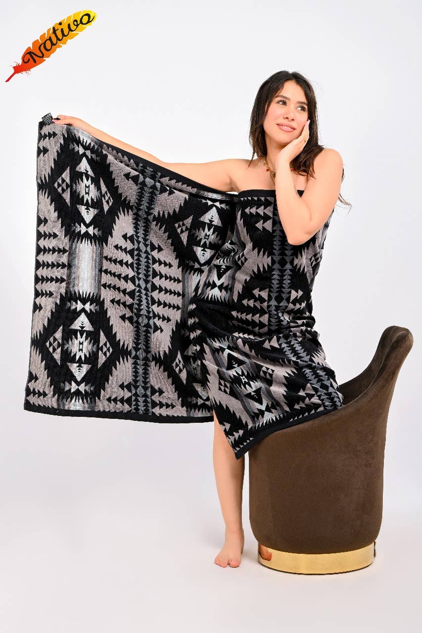 Beach Towel, Santa Fe Black & Gray