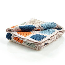 Handmade Granny Square Baby Blanket, Blue & Orange