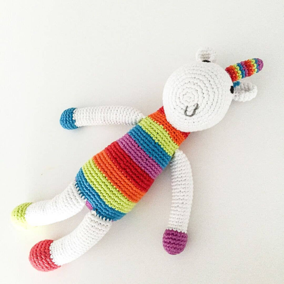 Handmade Crochet Rainbow Unicorn Rattle