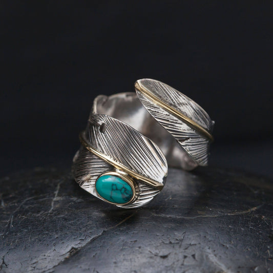 Sterling Silver Adjustable Feather Ring