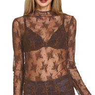 Lace Long-Sleeve Layering Top, Several Colors