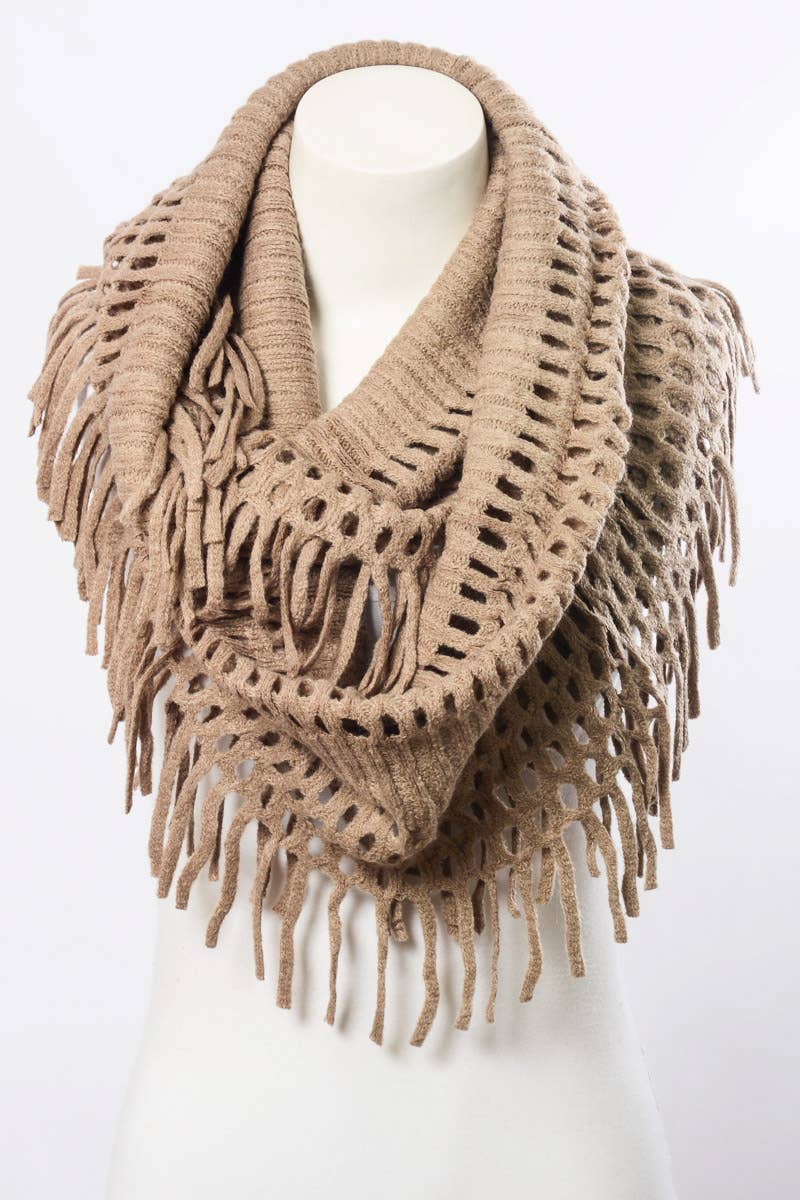 Fringe Knit Infinity Scarf