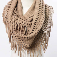 Fringe Knit Infinity Scarf